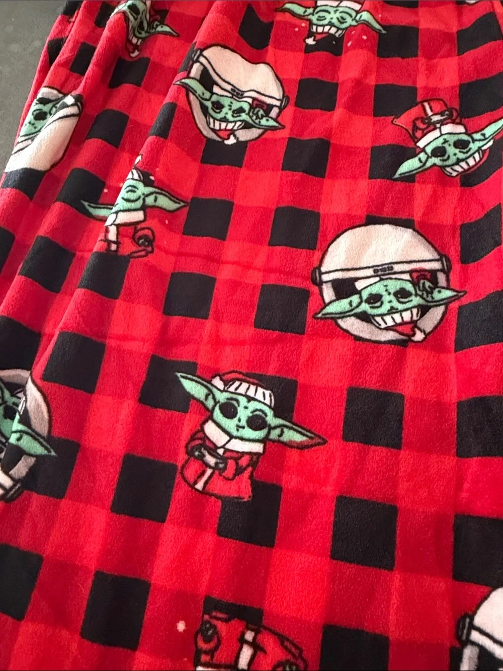 Kids Red Buffalo Plaid Groku from Star Wars The Mandelorian  Pajama Pants